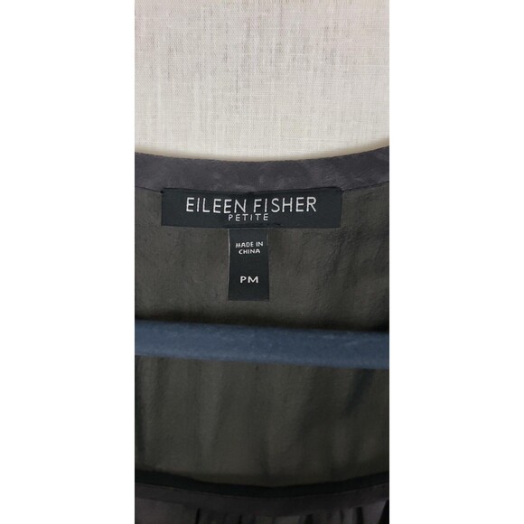 Eileen Fisher Tank Top Womens PM Black Gray 100% Silk Tie Dye Sleeveless Blouse - Picture 3 of 8